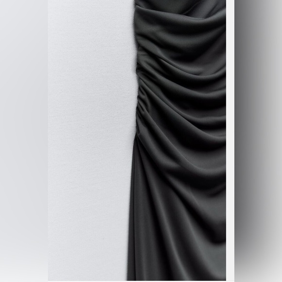 ZARA NWT DRAPED ASYMMETRICAL DRESS SIZE XS | ANTHRACITE GRAY - Picture 7 of 9